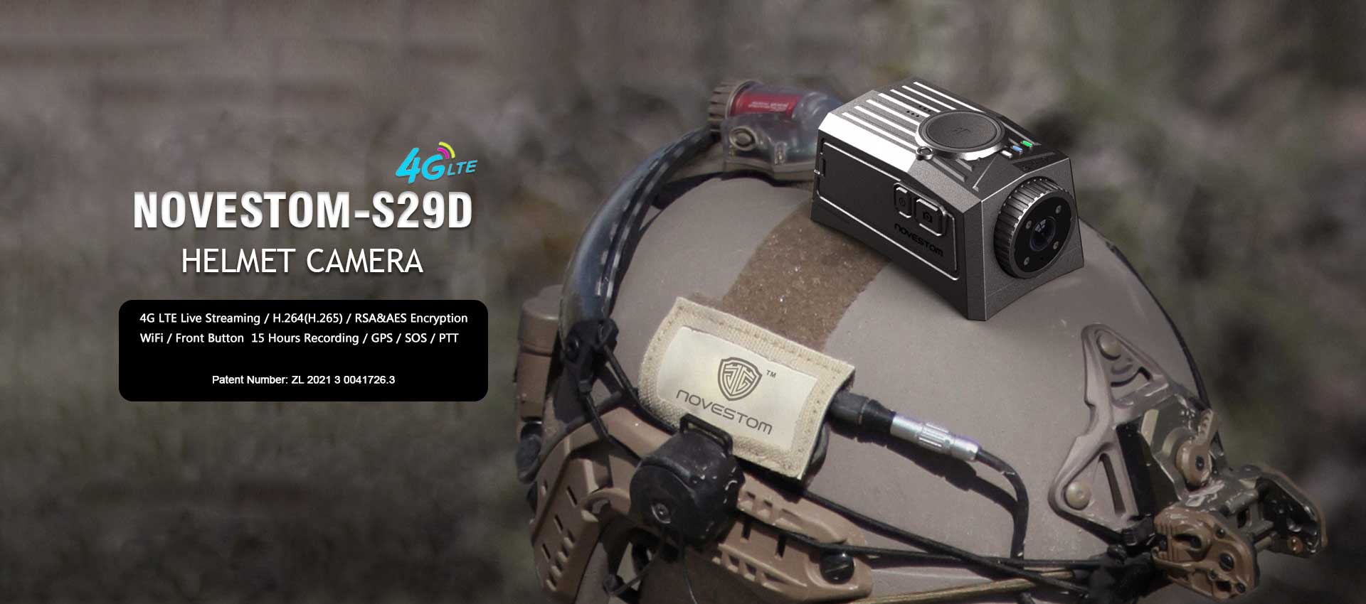 NOVESTOM S29D-4G-live-streaming-Military-Tactical-helmet-camera with GPS WIFI LTE live streaming