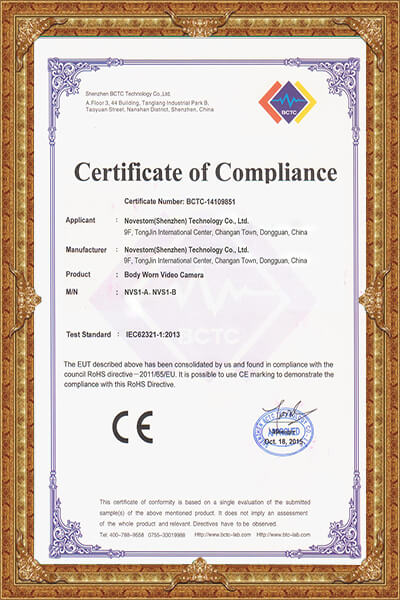 gps kropp kamera CE certifikat